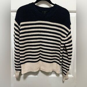 J Crew Navy and White Striped women’s Sweater Size S